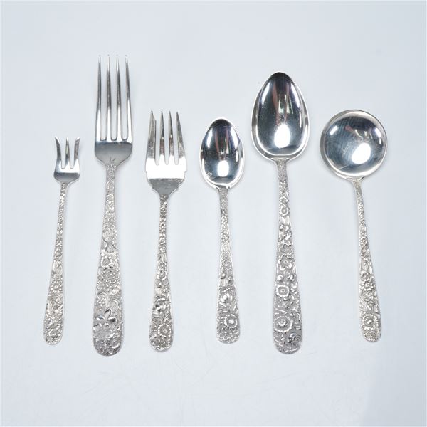 6pc S. Kirk & Son Sterling Silver Flatware, Repousse