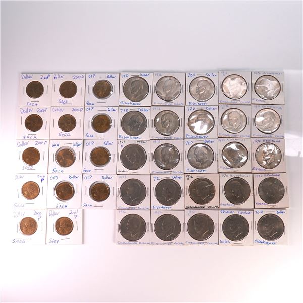 38pc US Eisenhower and Sacagawea Dollar Coins
