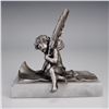 Image 3 : 2pc Victorian Writing Cherub and Metal Figure on Wood Base