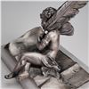 Image 4 : 2pc Victorian Writing Cherub and Metal Figure on Wood Base