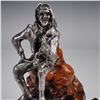 Image 5 : 2pc Victorian Writing Cherub and Metal Figure on Wood Base
