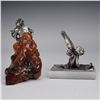 Image 7 : 2pc Victorian Writing Cherub and Metal Figure on Wood Base
