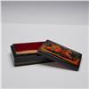 Image 4 : Russian Hand Painted Black Lacquer Box with Lid