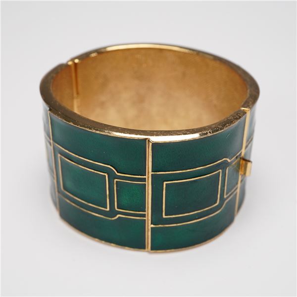 Lanvin Paris Enameled Gold-Tone Cuff Bracelet