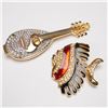 Image 3 : 4pc Gold-tone and Enameled Brooch Including Coalport