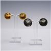 Image 2 : 2 Pair Ladies Post Earrings Mixed Metals Dome Style