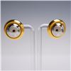 Image 3 : 2 Pair Ladies Post Earrings Mixed Metals Dome Style