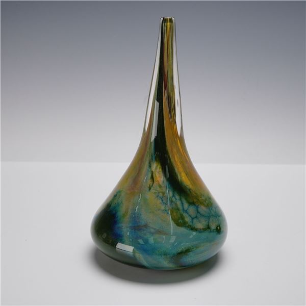 Glass Blowers of Hollywood Tear Drop Art Glass Vase, Signed
