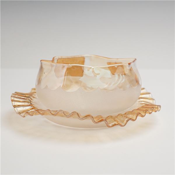 2pc New England Glass Company Pomona Art Glass Bowl and Saucer