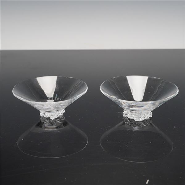 2pc Baccarat Crystal Wave Base Open Salt Cellars