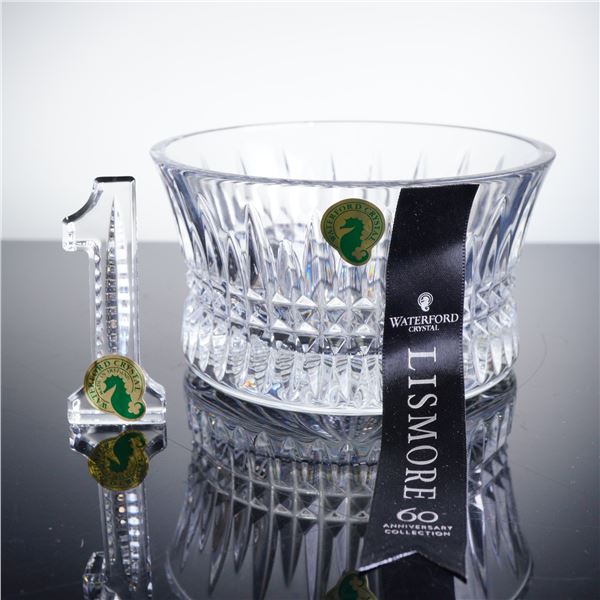 2pc Waterford Crystal Figurine & Bowl, Simply the Best & Lismore Diamond