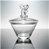 Image 1 : Steuben Clear Crystal Lidded Bowl, Ram Finial