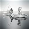 Image 4 : Steuben Clear Crystal Lidded Bowl, Ram Finial