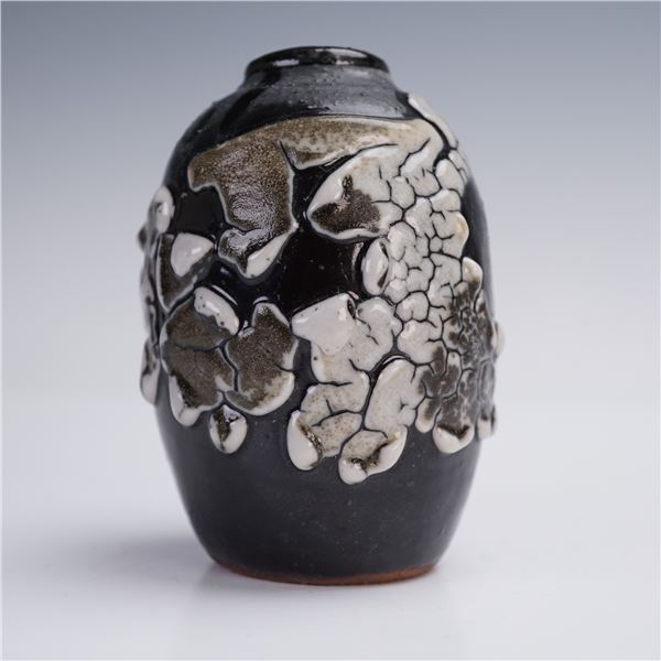 Naked Raku Studio Vase with Dramatic Crackle Texture