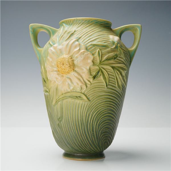 Roseville Pottery Green Vase, Peony