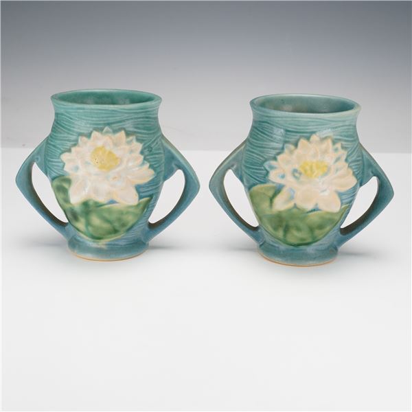 Pair of Roseville Pottery Vases, Water Lily
