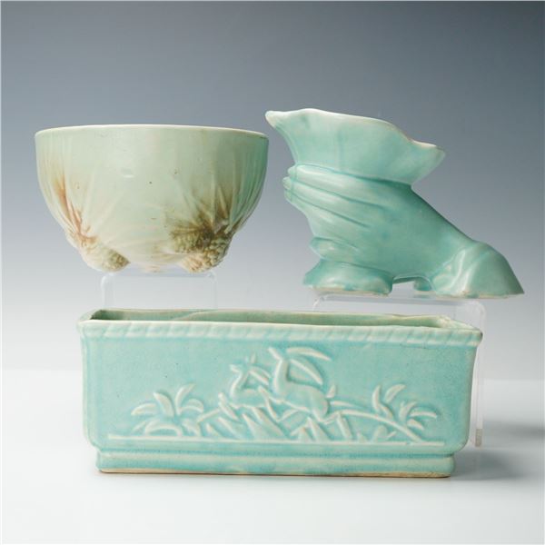3pc McCoy Pottery Aqua Glaze Planter and Vases