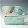 Image 1 : 3pc McCoy Pottery Aqua Glaze Planter and Vases
