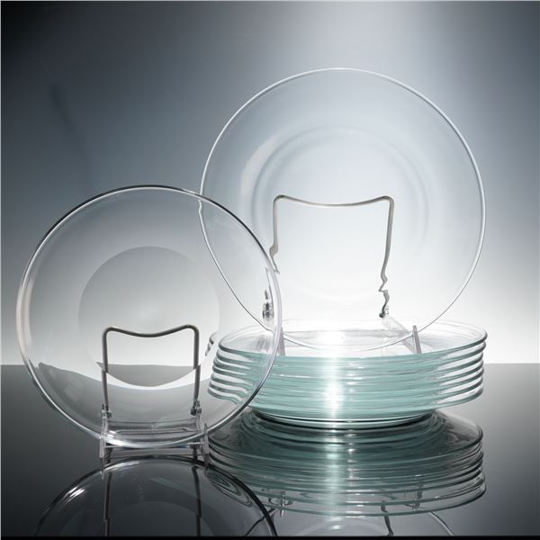 9pc Attributed to Steuben Glass Salad and Dinner Plates