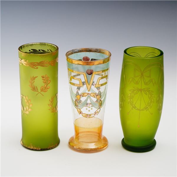 3pc Art Nouveau Glasses with Gilt Decoration