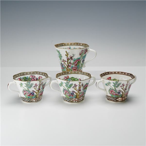 4pc Coalport Indian Tree Scalloped Flat Cup & Bouillon Cups