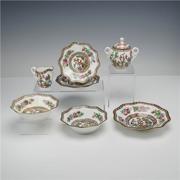 8pc Coalport Bowls, Saucers, Creamer, and Sugar Jar with Lid, Indian Tree