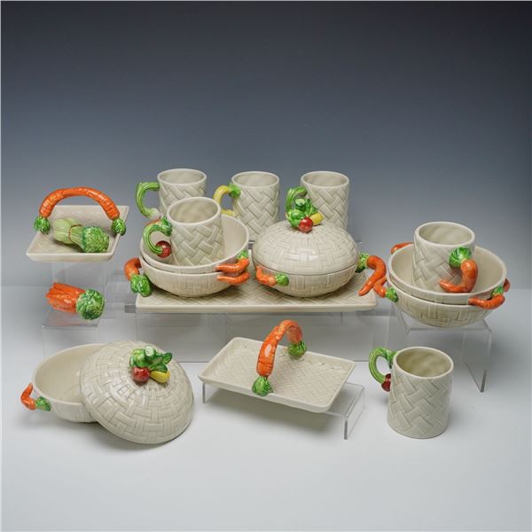 17pc Fitz and Floyd Porcelain Breakfast Set for Six, Kitchen Harvest