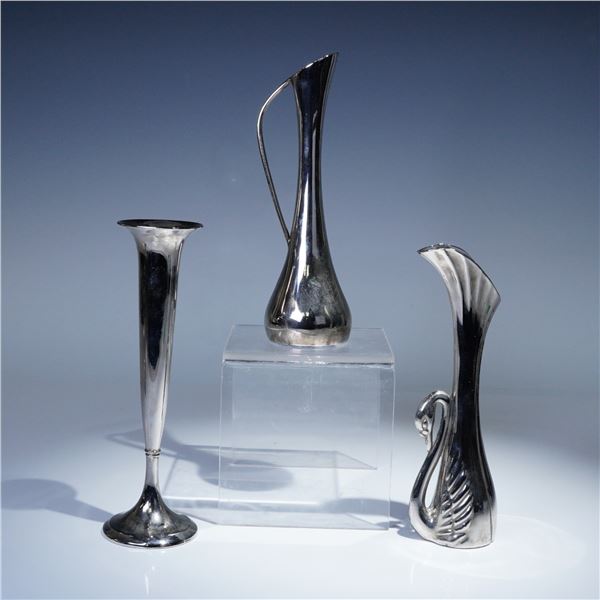 3pc International Silver Company Silverplated Bud Vases