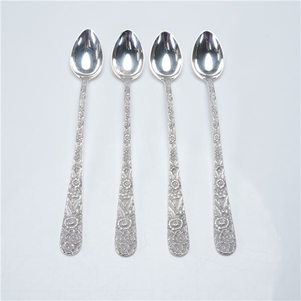 4pc S. Kirk & Son Sterling Silver Repousse Tea Spoons
