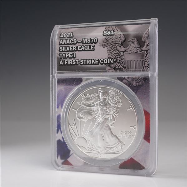 2021 American Silver Eagle Type 1 ANACS Graded MS 70