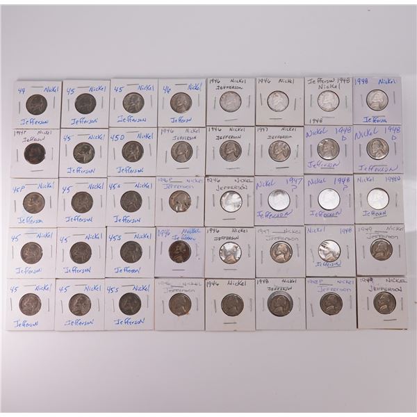55pc Jefferson Nickels 1940s Mixed Mintmarks Coins
