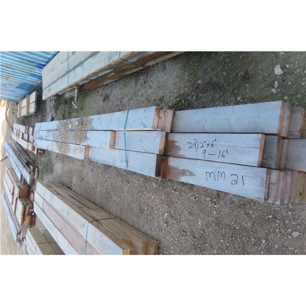 Twenty-Nine 2" x 6" Boards, 9'–16' (Some Treated)