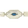 Image 4 : Antique Edwardian 10k White Gold Filigree Link Bracelet w/ Marquise Sim Sapphire