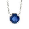 Image 2 : 14k White Gold 0.78 ctw Round Prong Sapphire Solitaire Pendant Chain Necklace
