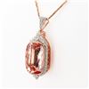 Image 2 : 82.69 ctw Morganite and 1.46 ctw Diamond 14K Rose and White Gold Pendant
