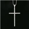 Image 3 : Solid White Gold 0.30 ctw Round Diamond Cross Pendant & 18" Box Link Chain
