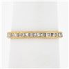 Image 2 : Vintage 18k Gold Channel Princess Diamond Hand Engraved Sides Eternity Band Ring
