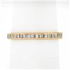 Image 3 : Vintage 18k Gold Channel Princess Diamond Hand Engraved Sides Eternity Band Ring