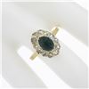 Image 3 : Antique Victorian 18k Gold Oval Cabochon Sapphire Old Rose Cut Diamond Halo Ring