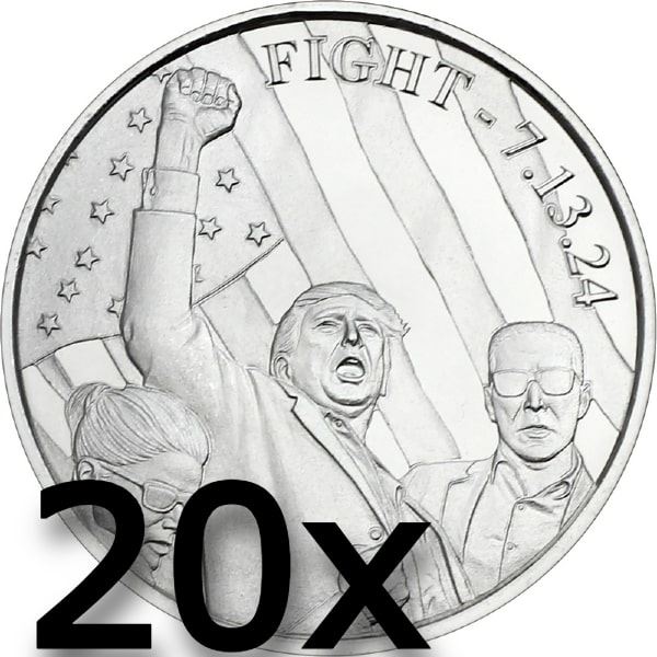 Donald Trump Fight Fine Silver Coin BUNDLE (20 TOTAL)
