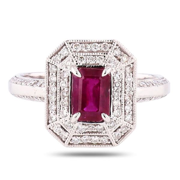 1.14 ctw Ruby and 0.40 ctw Diamond Platinum Ring
