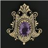 Image 5 : Vintage Victorian Revival Yellow Gold Oval Amethyst Pin Brooch Pendant