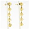 Image 5 : Vintage 14K Gold.6 ctw Bezel Diamond Polished Bead Ball Long Drop Dangle Earring