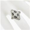 Image 7 : Antique Art Deco 18K Gold .12 ctw Diamond & Sapphire Filigree Navette Dinner Rin