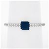Image 1 : New 14k Gold 0.68 ctw Step Cut Sapphire Diamond Solitaire Stack Engagement Ring