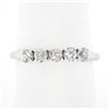Antique 14k White Gold 0.60 ctw European Diamond Prong 5 Stone Wedding Band Ring