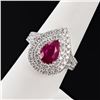 Image 3 : 2.29 ctw MOZAMBIQUE Ruby and 1.26 ctw Diamond Platinum Ring (GIA CERTIFIED)