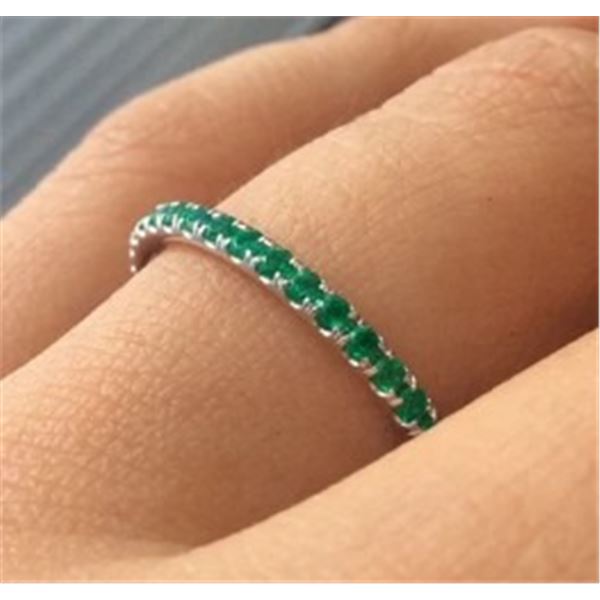 SILVER GENUINE EMERALD FULL ETERNITY RING