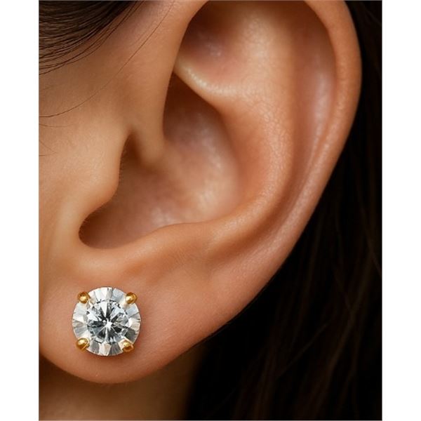 14K YELLOW GOLD CUBIC ZIRCONIA EARRINGS