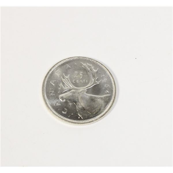 1964 SILVER 5.88G CANADIAN 25CENT COIN